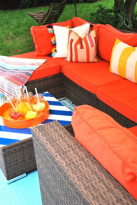 chic orange outdoor sectional perfect for outdoor living | Outdoor seating areas, Terrace decor ...