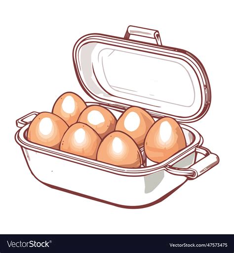 Fresh organic eggs in a cartoon basket Royalty Free Vector