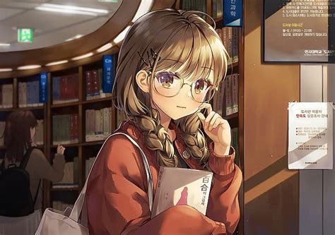 HD wallpaper: anime, anime girls, braids, library, ear | Wallpaper Flare