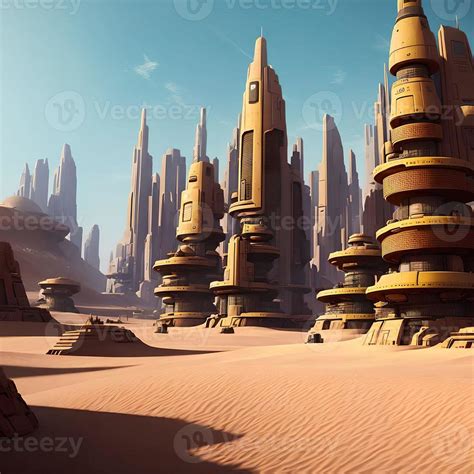 futuristic modern city building in sand desert, generative art by A.I ...