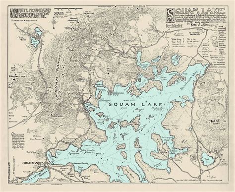 Squam Lake, New Hampshire 1920 - Colored Water - Old Map Reprint | Old map, Lake map, Custom map