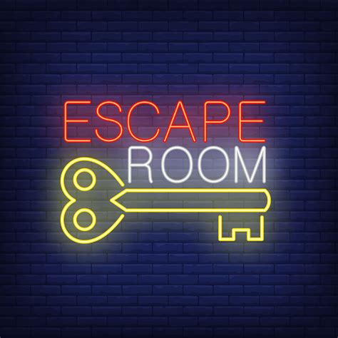 Escape room neon sign. Vintage key - Time Centro Deportivo