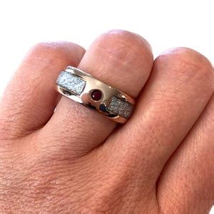 Meteorite Ring Rose Gold Meteorite Ring With Granet Stone - Etsy