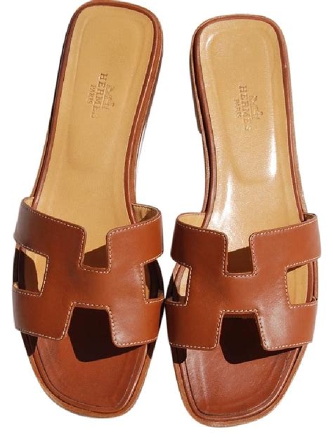 Hermès Hermes Oran Flats Brown Sandals Brown Leather Sandals, Brown ...