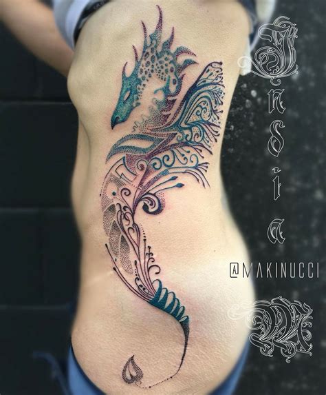 Sea dragon dotwork tattoo by Makinucci Leg Tattoos Women, Tribal ...