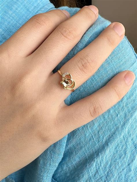 Gold Butterfly Ring Butterfly Ring With Diamond 14k Solid - Etsy