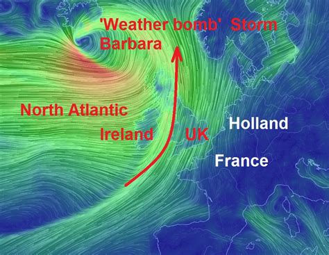 The Big Wobble : "Weather Bomb" Storm Barbara set to batter the UK with ...