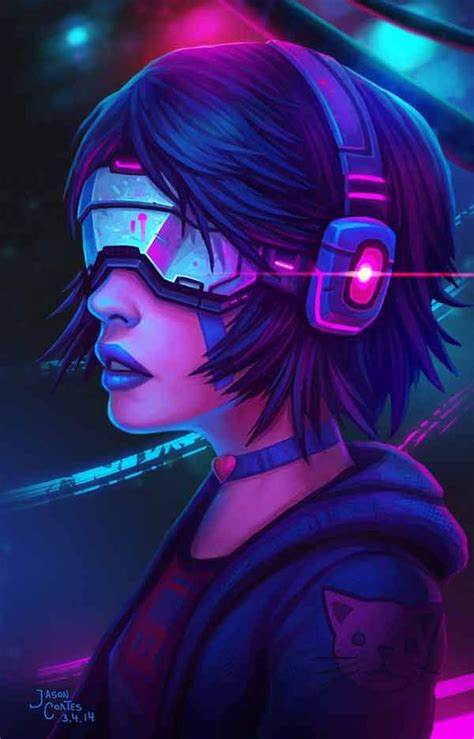 Cyberpunk Hacker Girl in tech outfit By Jason Cortes female cyberpunk character design ...