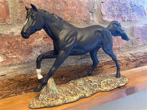 Royal Doulton Black Bess Horse Figurine With Ceramic Base by Graham Tongue Made in 1992. DA 179 ...