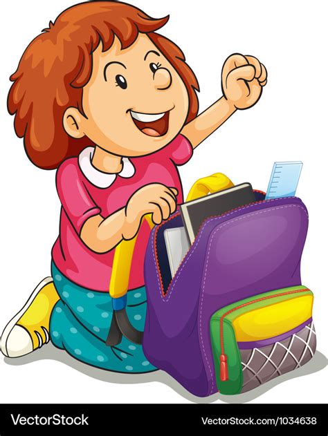 A girl with school bag Royalty Free Vector Image