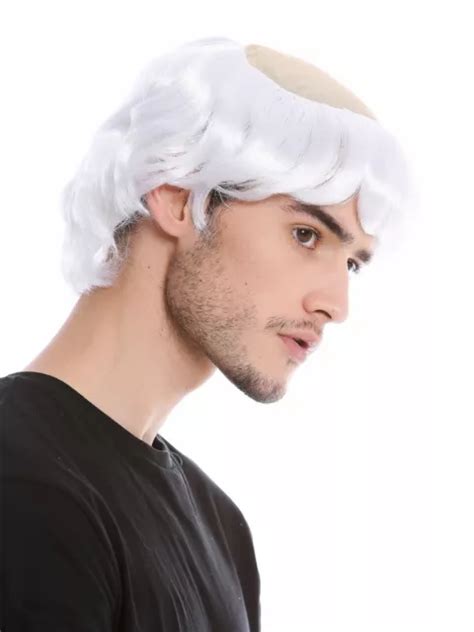 WIG MEN CARNIVAL Monk Tonsure half Bald Old White Abbot Medieval $14.31 ...