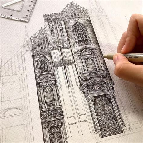 Japanese Artist Draws Architecture That Will Make You Lean in Real Close to See Every Detail ...