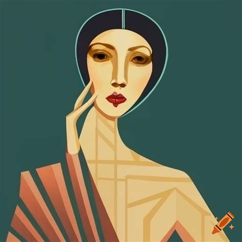 Art deco illustration of a woman with her head rested on her arm on Craiyon