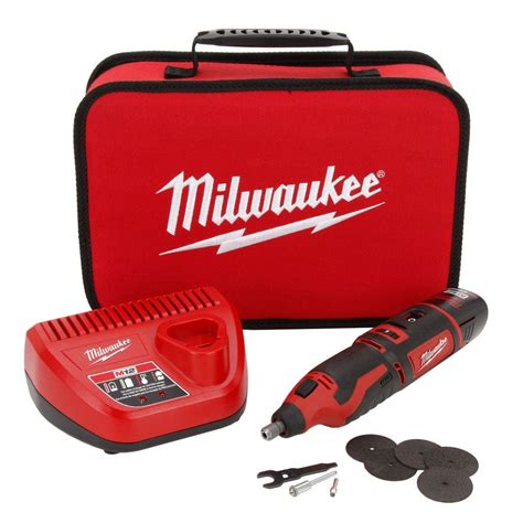 Milwaukee M12 12-Volt Lithium-Ion Cordless Rotary Tool Kit w/(1) 1.5Ah Battery, Charger, Tool ...