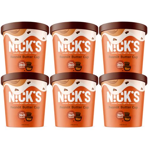 Nick's Swedish-Style Light Ice Cream, Peanöt Choklad Cup, Pint (6 Ct) - Walmart.com