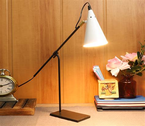 Buy Bow Metal Shade Study Lamp with Black Base (White) Online in India at Best Price - Modern ...