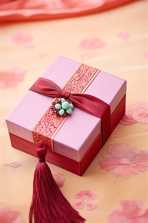 Red And Green Ribbon And Tassel Wedding Gift Box Set Background Wallpaper Image For Free ...