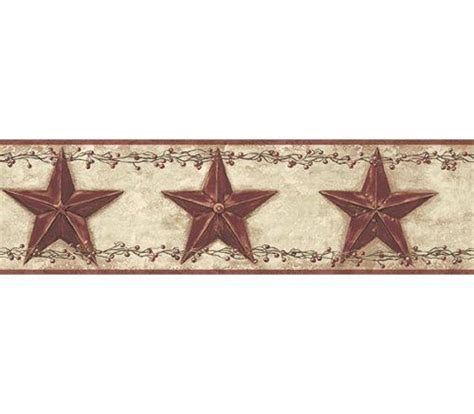 Amazon.com - Primitive Barn Stars & Berries Wallpaper Border - Primitive Star And Heart ...