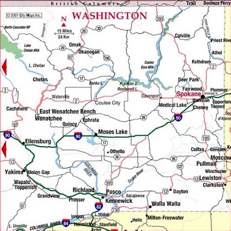 Eastern Washington Road Map - WA USA • mappery