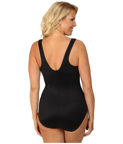 Miraclesuit Plus Size Solid Escape Swimsuit in Black - Lyst