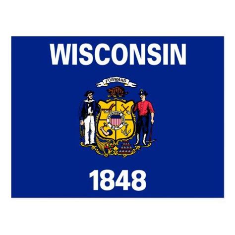 Wisconsin State Flag - Wisconsin State Motto Postcard | Wisconsin flag, Wisconsin state, State flags