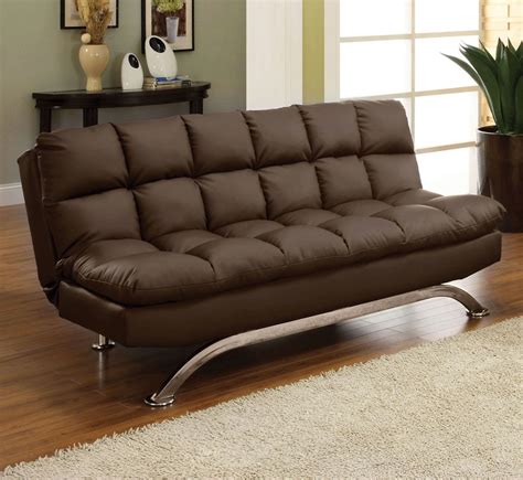 CM2906DK Dark Brown Leatherette Futon Sofa Bed - Luchy Amor Furniture