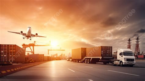 Port Industry Cargo Shipping Road Transportation Airplane Plane Background, Logistics Pictures ...