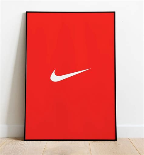 Nike logo poster red by SNEAKERSposter. Sneakerhead decor, Hypebeast frame art. Nursery home ...