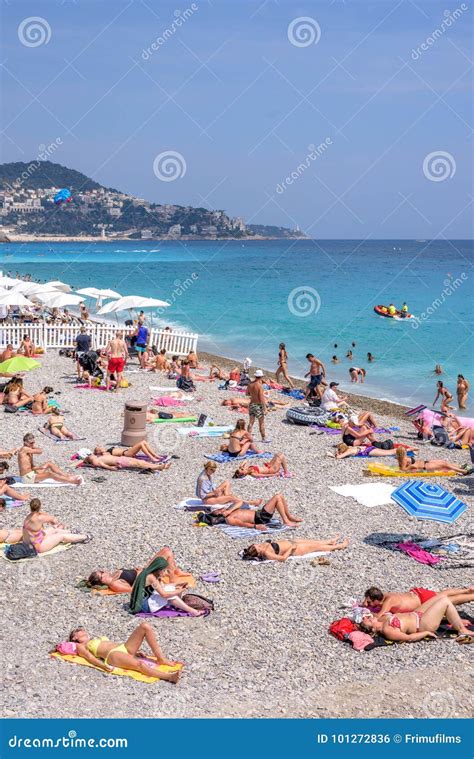 Beautiful Daylight View To Nice Cote D`azur Beach in France Editorial ...