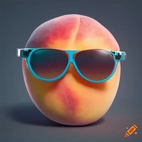 Peach fruit with sunglasses