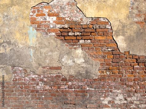 Old damaged brick wall and plaster Stock Photo | Adobe Stock