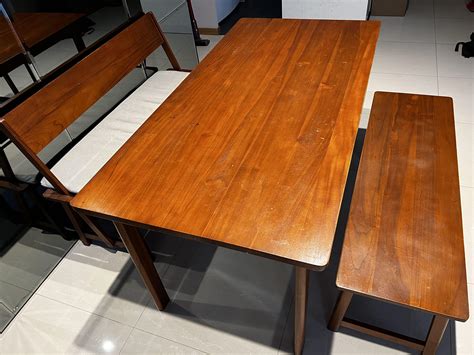 Scanteak Dining Table with Bench, Furniture & Home Living, Furniture, Tables & Sets on Carousell