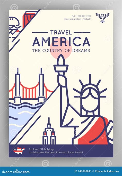 United States of America Travel Poster Stock Vector - Illustration of ...