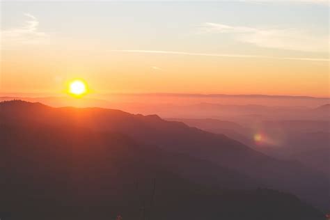 fog, mountain range, nature, silhouette, sun, sunrise, sunset, mountain | Piqsels