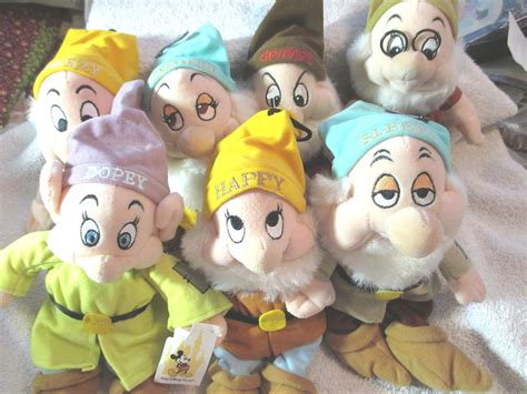 Disney Seven Dwarfs Bean Bag Plush 7 Dwarf Set - Each is 10" Tall ...