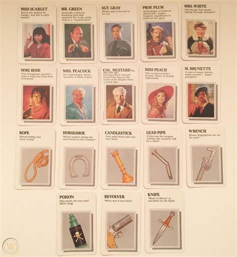 Clue Weapon Cards