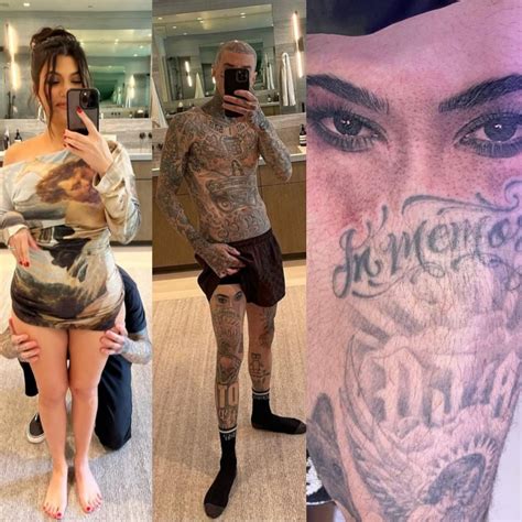 Travis Barker Show Off New Tattoo Of Kourtney Kardashian's Eyes Inked On His Thigh | Kanyi Daily ...