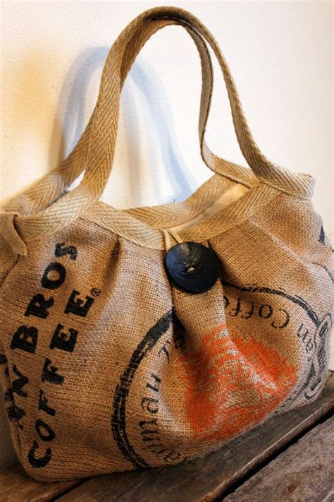 Eco-Friendly Burlap Coffee Sack Bag with Large Button and Hemp Webbing ...