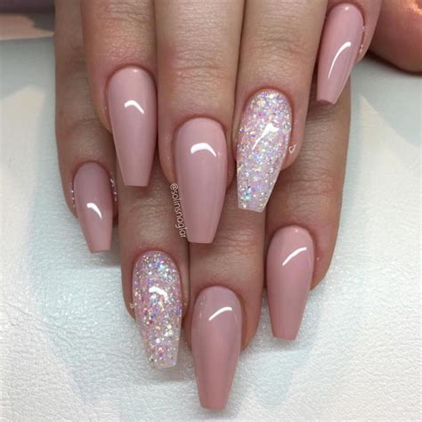 Pink with Glitter Accent Nail | Glitter accent nails, Pink nails, Cute acrylic nails