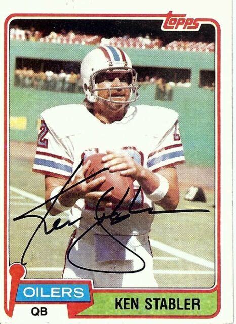 Ken Stabler Signed Autographed Football Card 1981 Topps Oilers #405 ...