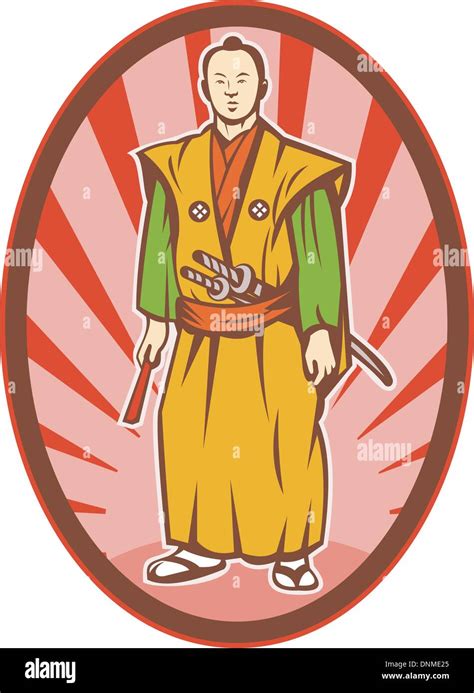 illustration of a Samurai warrior with katana sword and fan Stock Vector Image & Art - Alamy