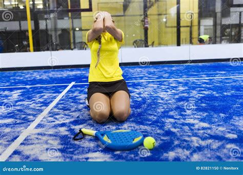 Paddle Tennis Player Crying for the Loss of Match on Court. Stock Photo ...