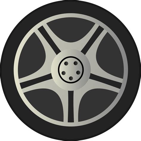 Clipart - Simple Car Wheel Tire Rims Side View