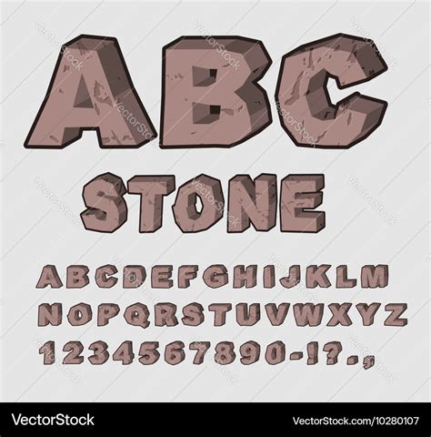 Stone abc rock font set letters from brown Vector Image