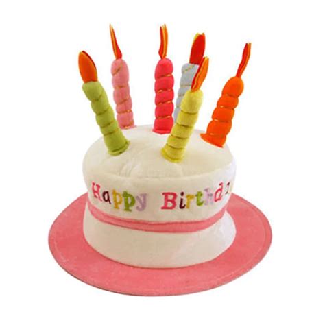 Happy Birthday 3d Cake Hat Candles Plush Novelty Mens Womens Party ...