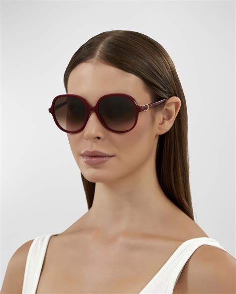 Cartier Logo Round Acetate Sunglasses | Neiman Marcus