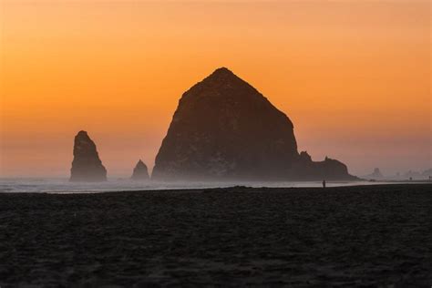 Print of Haystack Rock at Sunset on the Oregon Coast by Ann Lewinsky Photography. Landscape ...