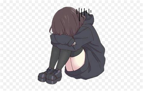 Anime Girl Animegirl Black Sick Sad - Sad Anime Girl Chibi Png,Sad Anime Girl Png - free ...