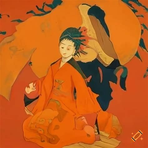 Western painting of tokyo with orange motif