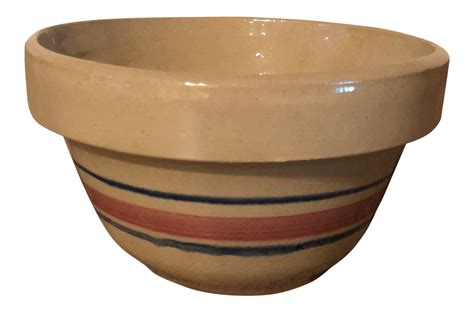 Vintage McCoy RRP Company Pink and Blue Striped Mixing Bowl on Chairish.com | Ceramic mixing ...
